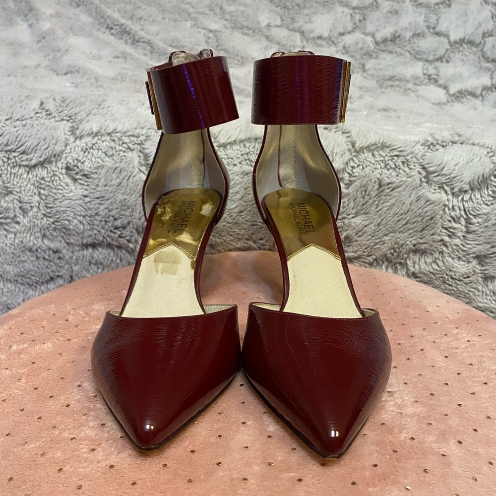 Michael Kors maroon/burgundy ankles wrap heels